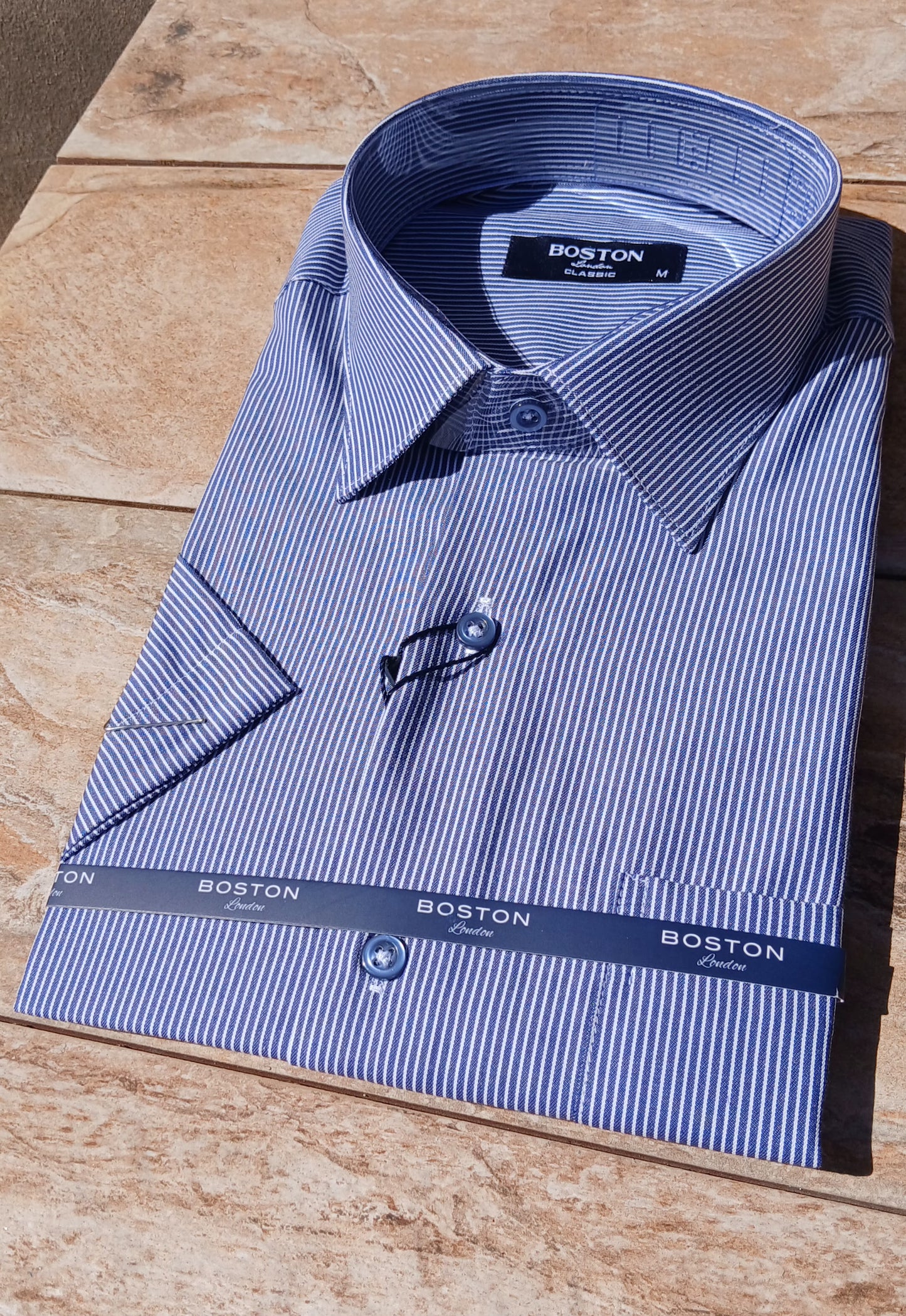 Chemise Boston arrière Fine demi-manche